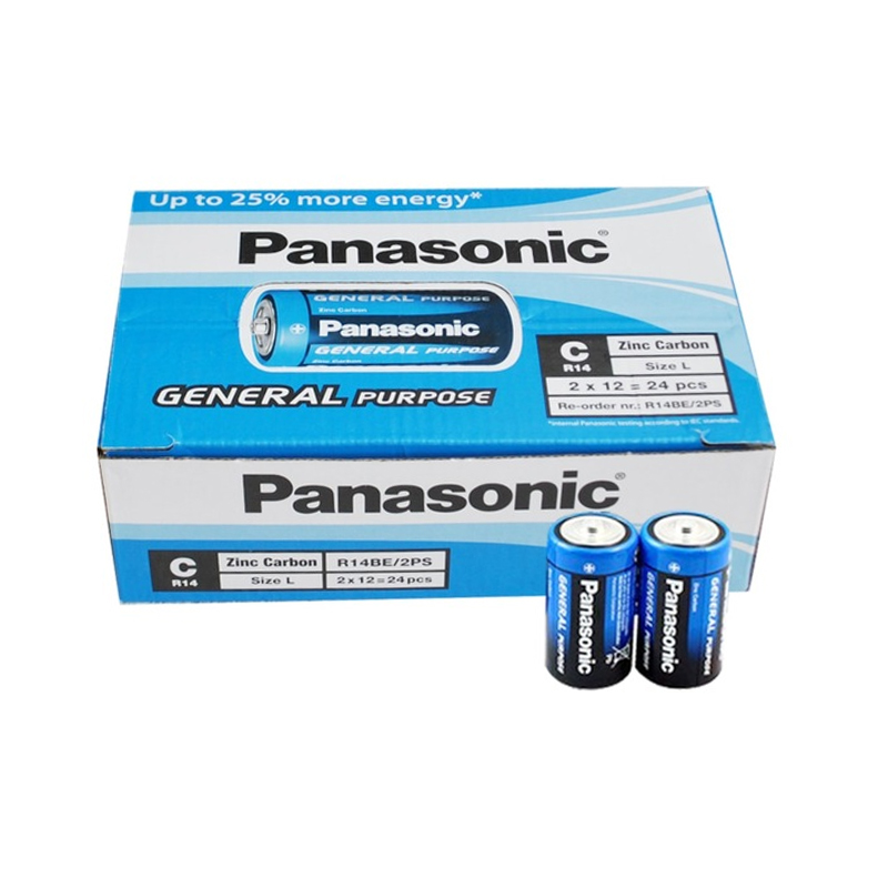 PANASONIC R14BE/2PS MANGANEZ ORTA C BOY 24LÜ PİL (PAKET FİYATI)