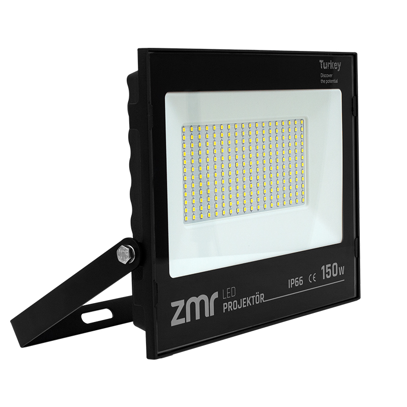 ZMR 150 WATT - 220 VOLT 6500K IP66 150* IŞIK AÇISI SİYAH SLİM KASA BEYAZ LED PROJEKTÖR