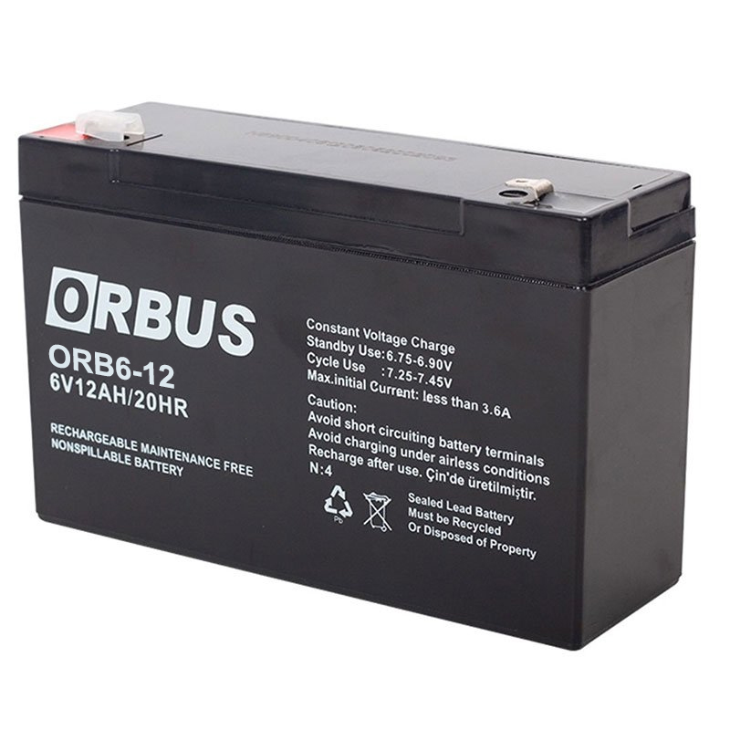 ORBUS 6 VOLT - 12 AMPER AKÜ (150 X 50 X 94 MM)