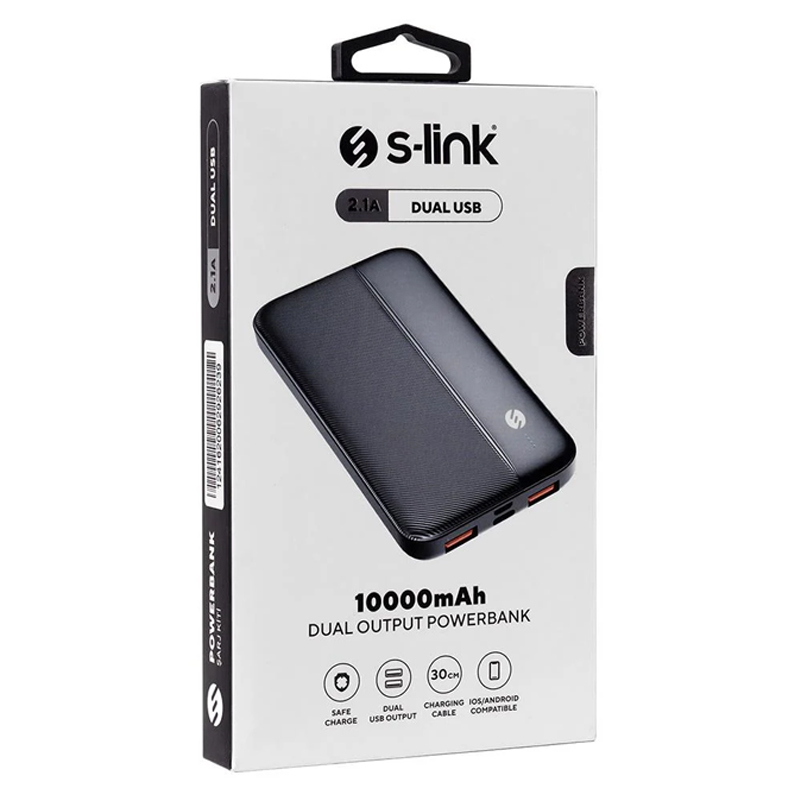 S-LINK IP-G10N SİYAH MICRO+TYPE C GİRİŞLİ 10000 MAH TAŞINABİLİR ŞARJ CİHAZI POWERBANK