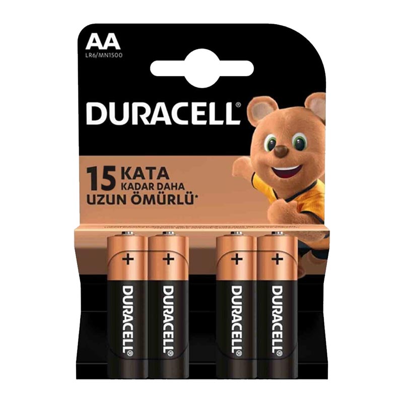 DURACELL LR6/MN1500 AA 1.5 VOLT ALKALİN KALEM PİL (4LÜ PAKET FİYATI)