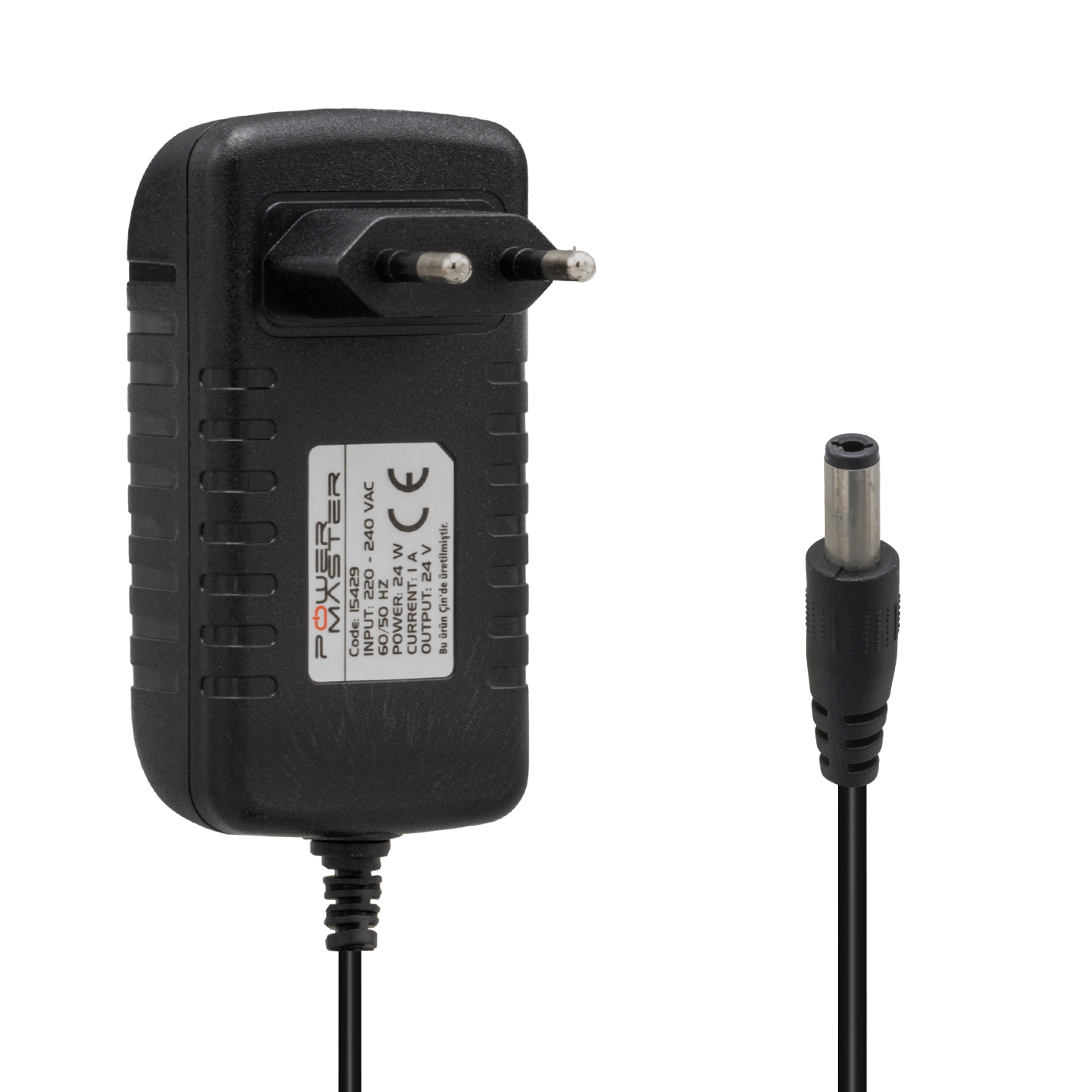 POWERMASTER PM-15429 24 VOLT - 1 AMPER 5.5*2.5 MM UÇLU PRİZ TİPİ PLASTİK KASA ADAPTÖR