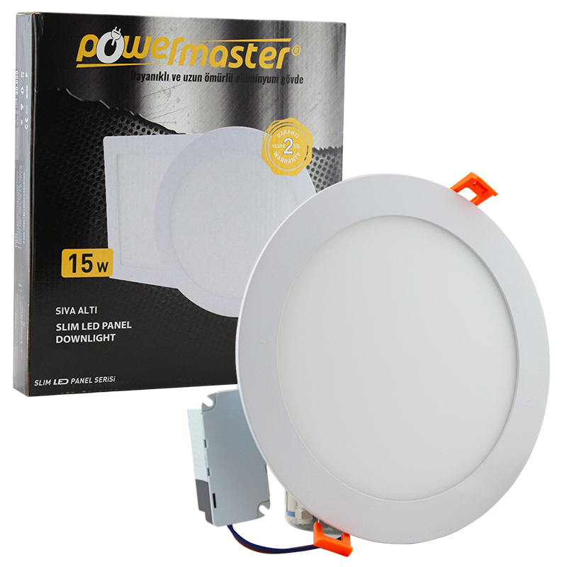 POWERMASTER 15 WATT 3000K 185 MM SIVA ALTI GÜNIŞIĞI YUVARLAK SLIM LED-ECO SPOT PANEL