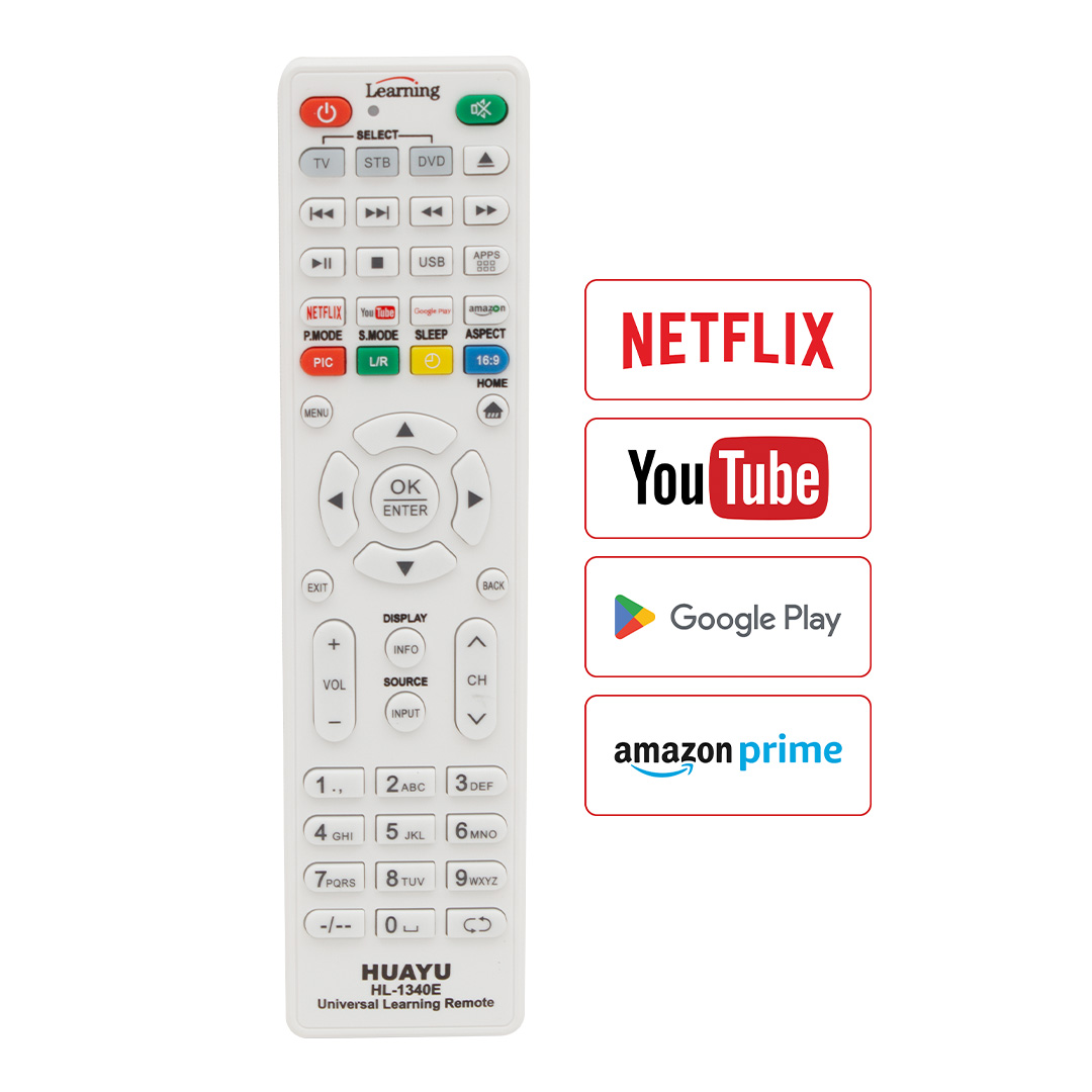 HUAYU KL HL-1340E NETFLIX-YOUTUBE-AMAZON TUŞLU TV/LCD/UYDU/DVD ÖĞRENEBİLEN BLİSTERLİ UNIVERSAL AKILLI KUMANDA