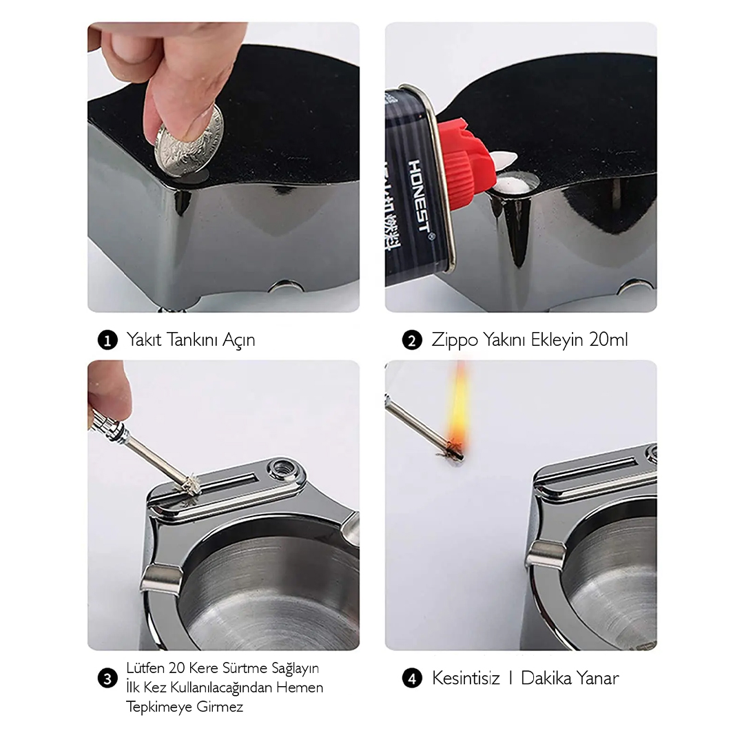 SUNUP SN-20444 METAL ÇAKMAKLI KÜLLÜK (ZİPPO YAKIT İLE ÇALIŞIR)