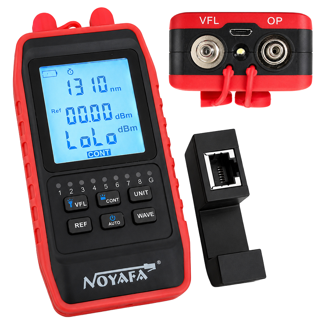 Noyafa NF-908L Dijital Çok Fonksiyonlu Mini Fiber Optik Güç Ölçer - 10Mw VFL, RJ45 Test