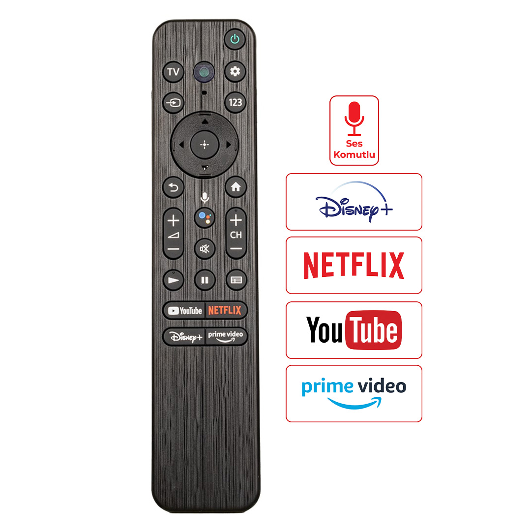 WEKO KL SONY RMF-TX800U YOUTUBE-NETFLIX-DISNEY+-PRIME VIDEO TUŞLU SES KOMUTLU LCD LED TV KUMANDA