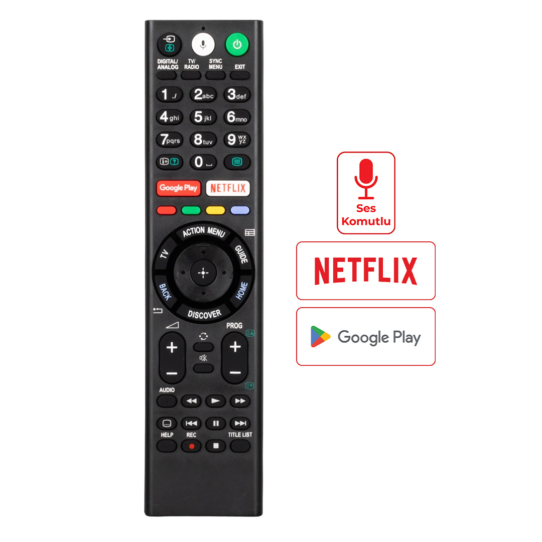 HUAYU KL RMF-TX300E SONY NETFLIX-GOOGLE PLAY TUŞLU SES KOMUTLU LCD LED TV KUMANDA