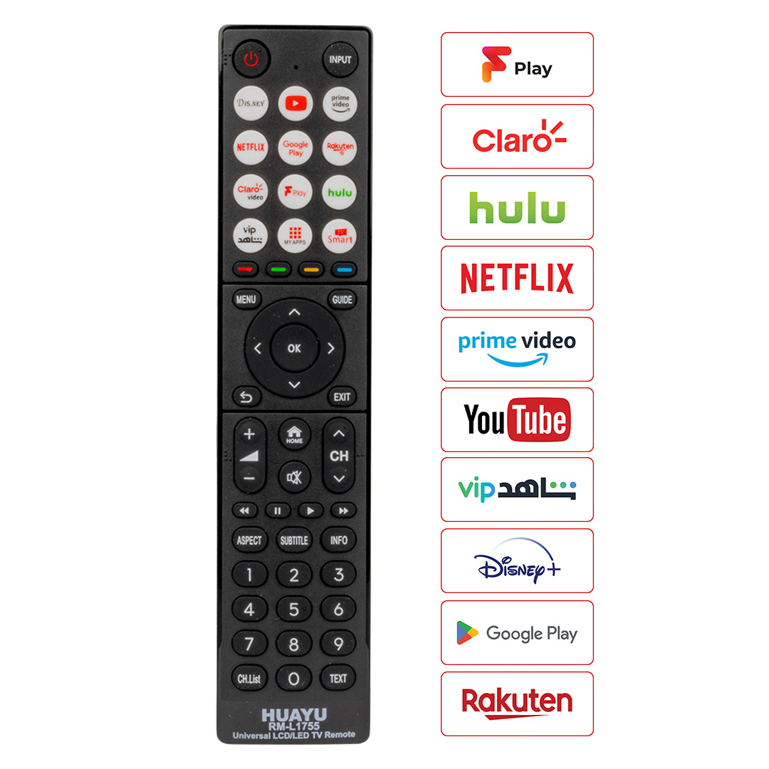 HUAYU RM-L1755 NETFLIX-YOUTUBE-HULU-PRIME VIDEO-GOOGLE PLAY-DISNEY TUŞLU UNIVERSAL LCD TV KUMANDA