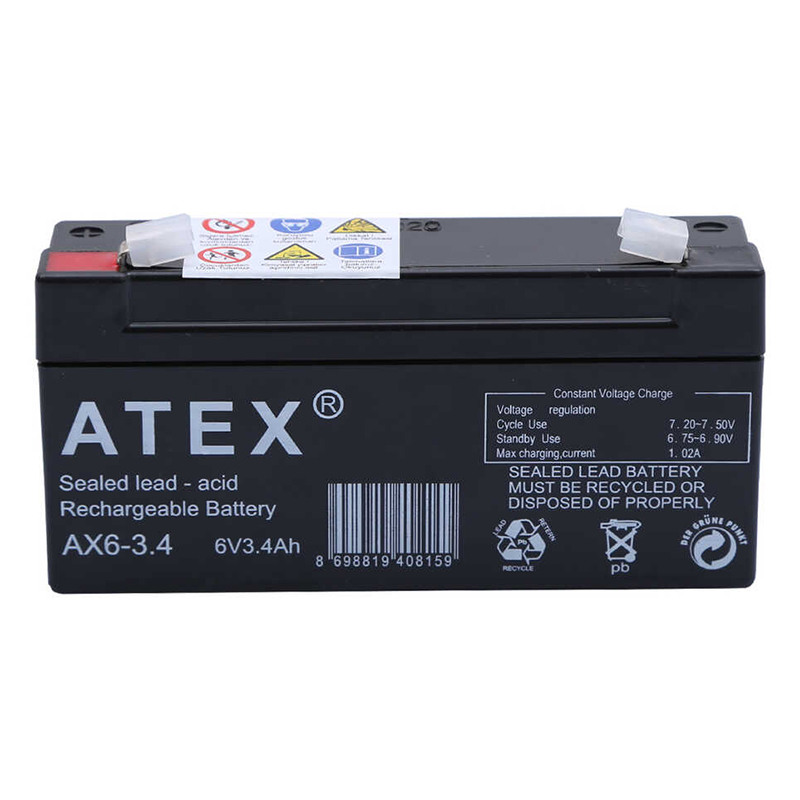 ATEX AX6-3.4 6 VOLT - 3.4 AMPER YATIK AKÜ (12.5X6X3CM)