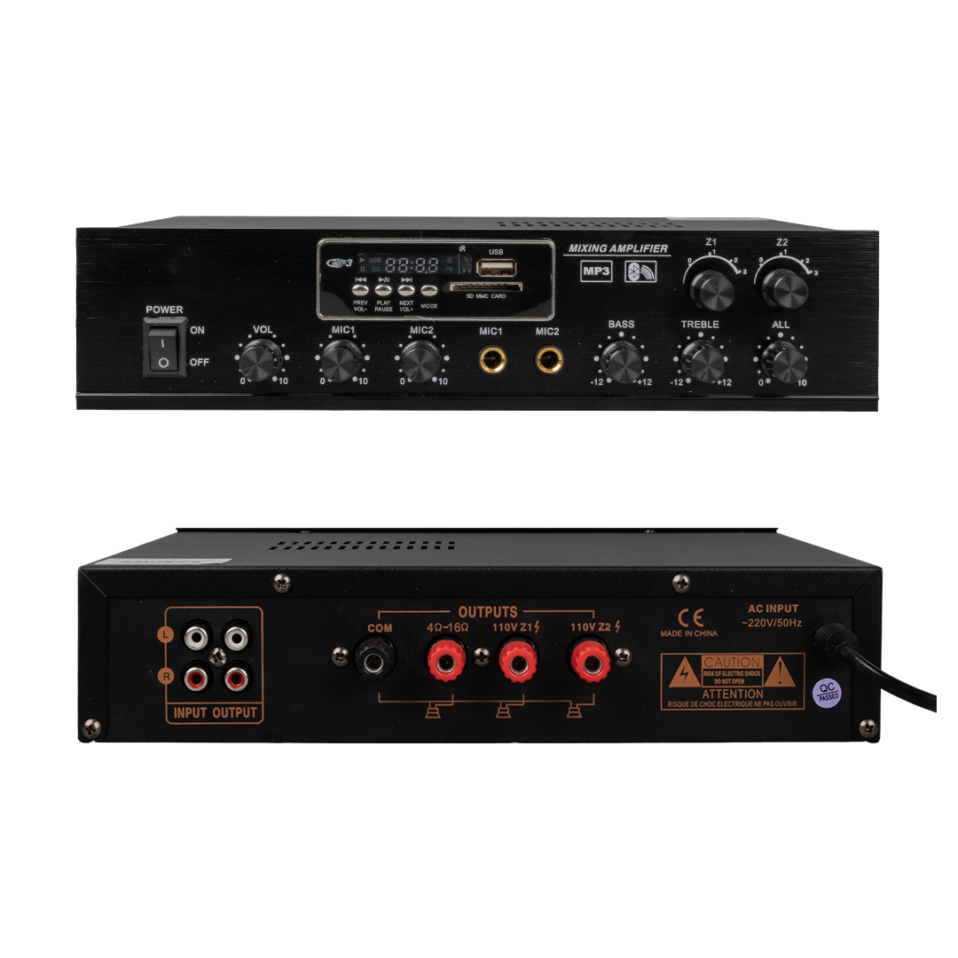 MASTERTECH MT-802 2 BÖLGELİ 2 MİKROFON GİRİŞLİ 80 WATT TRAFOLU ANFİ