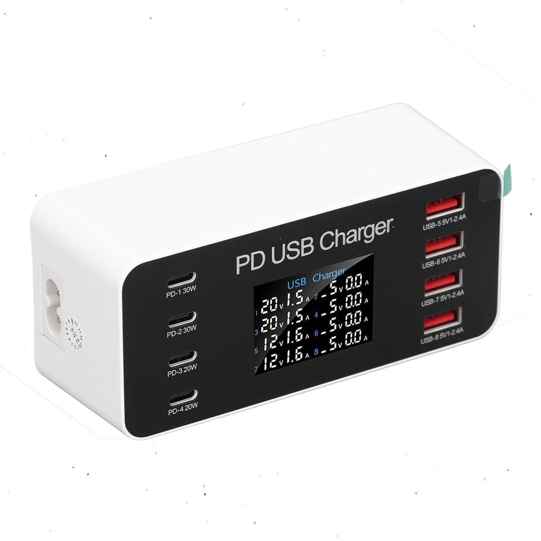 Powermaster PM-26056 8 Port USB+PD Şarj İstasyonu (4 USB+ 4 PD)