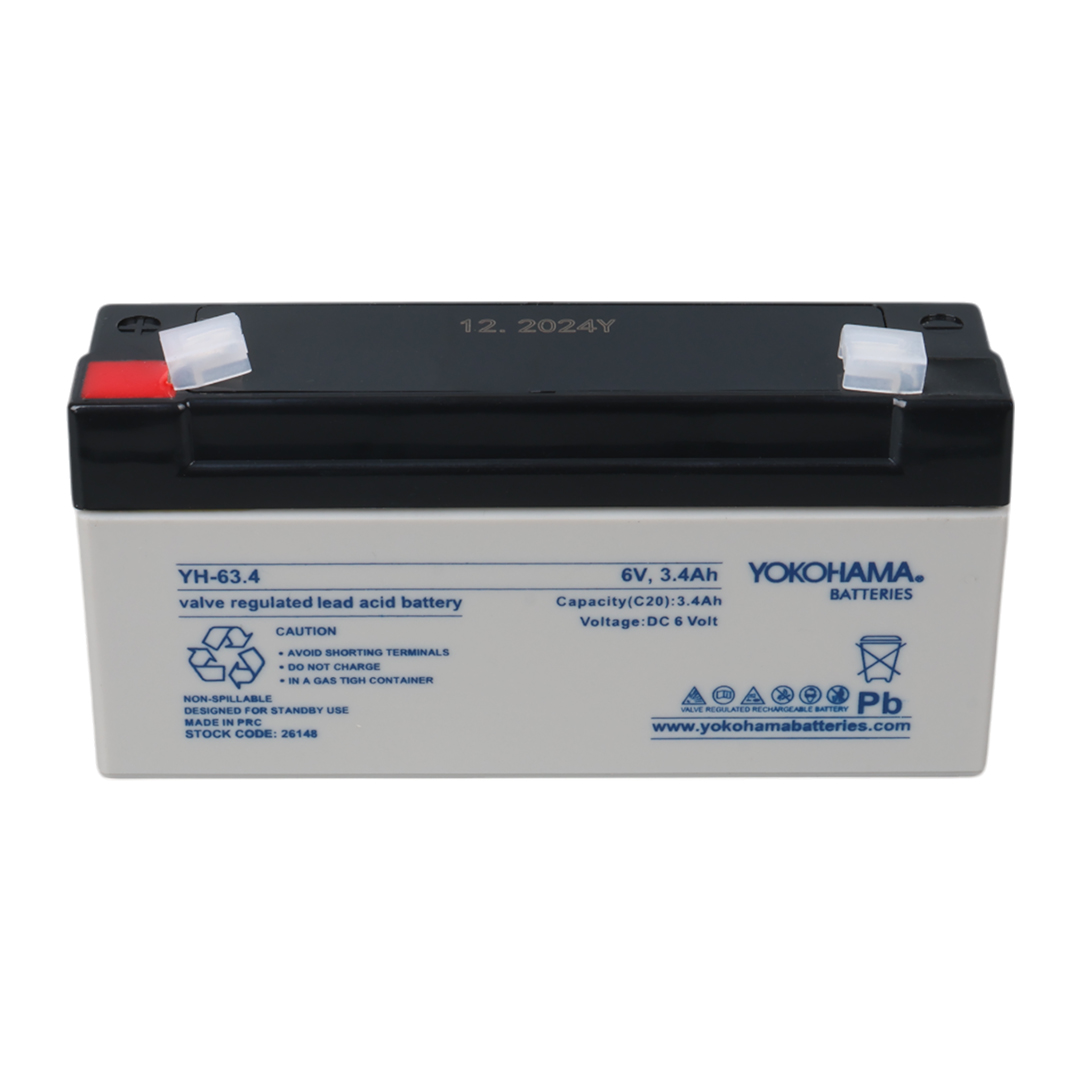 YOKOHAMA YH-63.4 6 VOLT - 3.4 AMPER YATIK AKÜ (125 X60 X 30 MM)