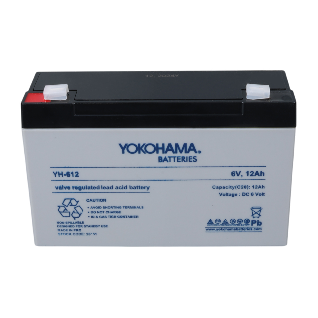 YOKOHAMA YH-612 6 VOLT - 12 AMPER KURU AKÜ (150 X 50 X 94 MM)