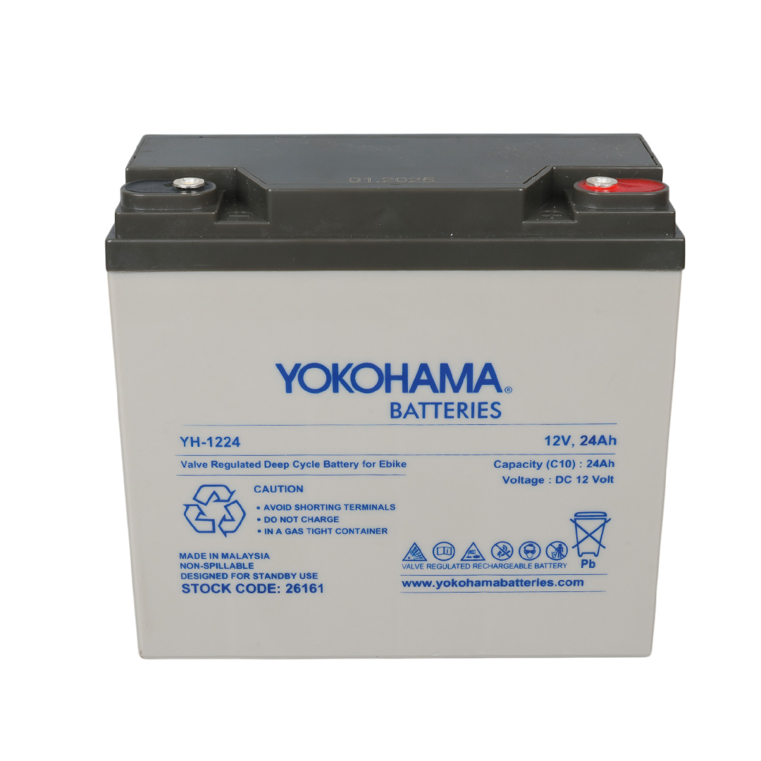 YOKOHAMA YH-1224 12 VOLT - 24 AMPER ELEKTRİKLİ BİSİKLET AKÜSÜ (180 X 76 X 167 MM)