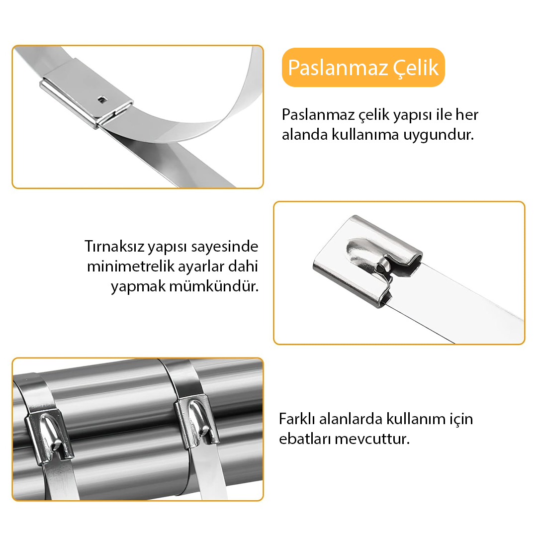 POWERMASTER PM-26364 304 PASLANMAZ ÇELİK KABLO BAĞI 7.9X500MM 100LÜK PAKET