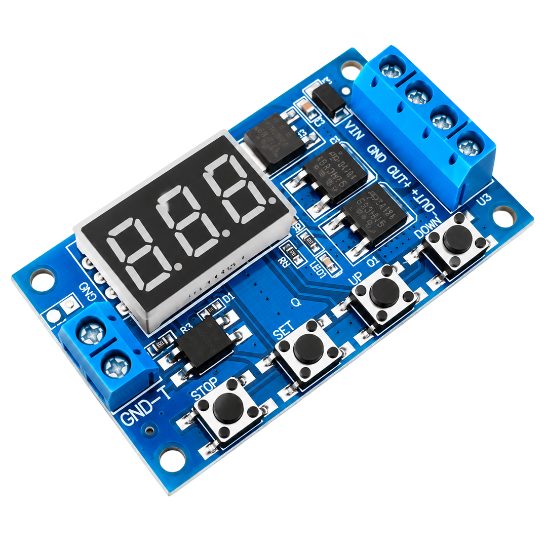 Dual MOSFET Zamanlayıcı Röle Modülü 5V-30V Dijital Ekranlı ve Tetiklemeli Timer Devresi