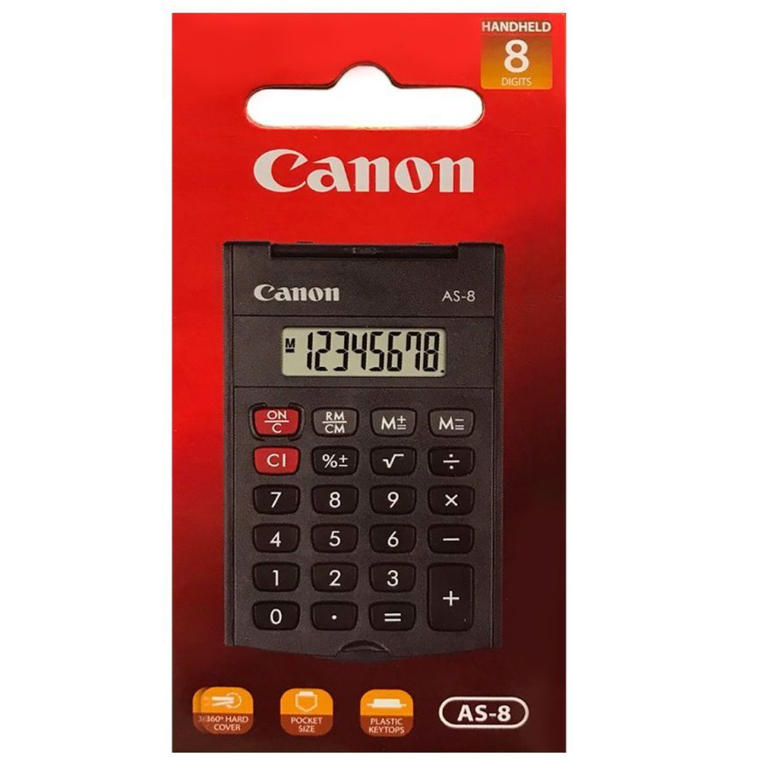 CANON AS-8 SİYAH 8 HANELİ KAPAKLI CEP TİPİ HESAP MAKİNESİ