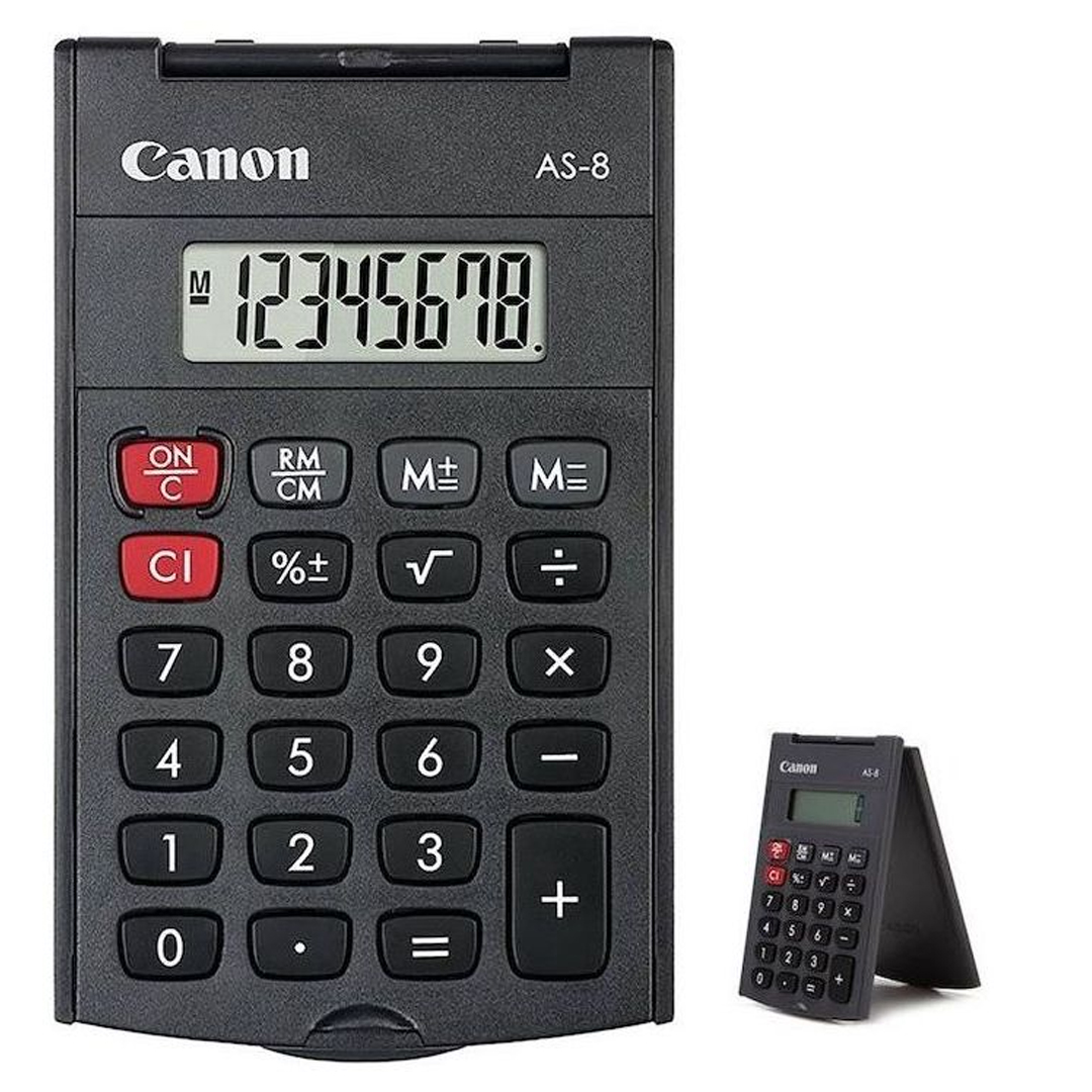 CANON AS-8 SİYAH 8 HANELİ KAPAKLI CEP TİPİ HESAP MAKİNESİ