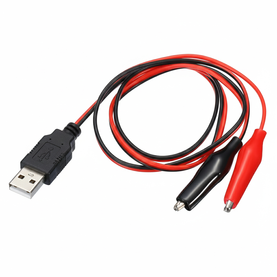 Powermaster PM-28657 USB Erkek - Küçük Krokodil Uçlu 5V 2A Test Kablosu 60 CM