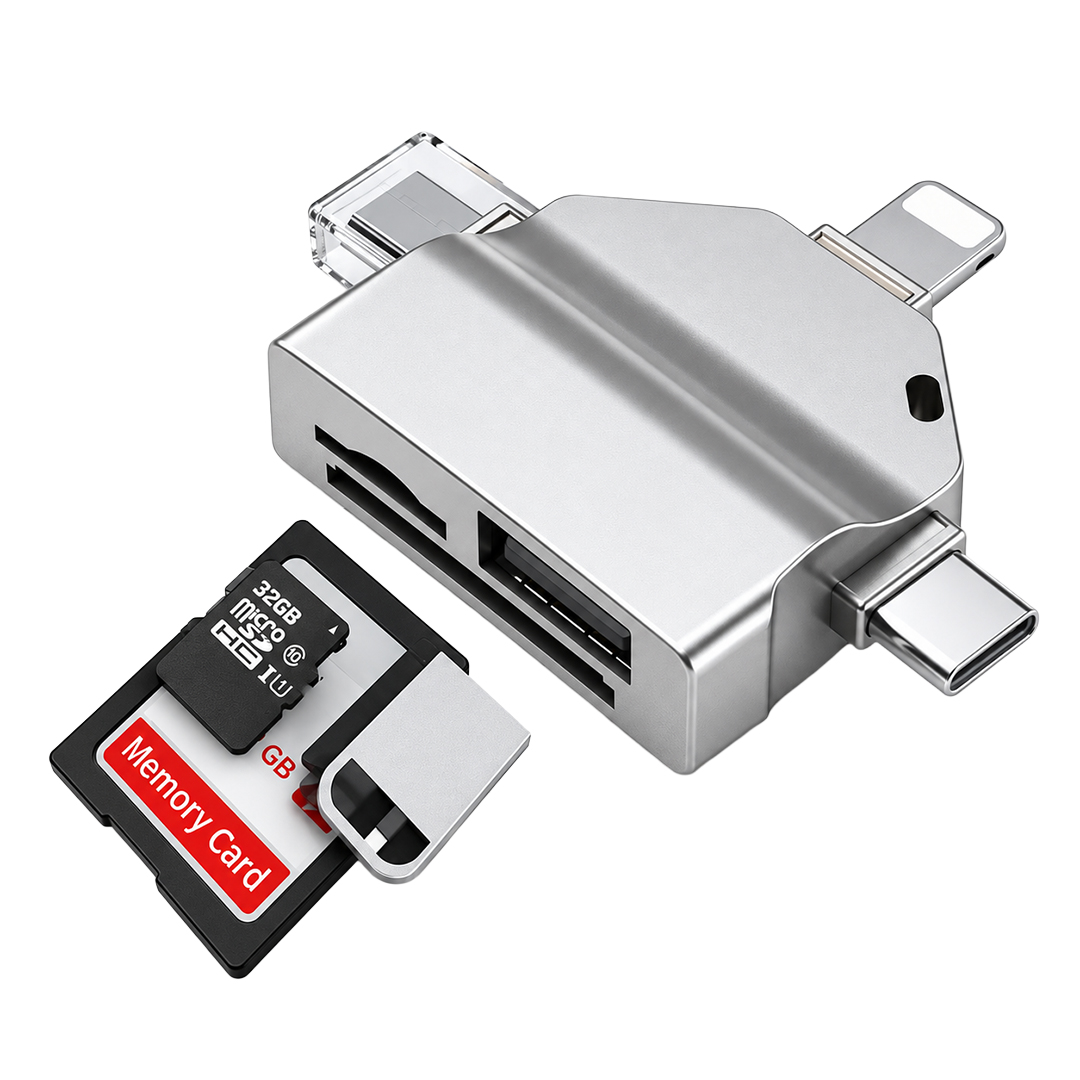 PowerMaster PM-39093 USB A USB C Lightning 3'Ü 1 Arada SD MicroSD Otg Kart Okuyucu