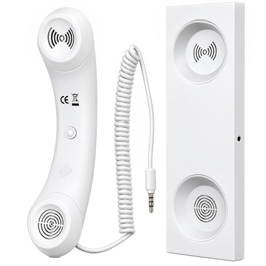 PowerMaster PM-39122 Retro-Nostaljik 3.5mm Girişli Beyaz Telefon Ahizesi