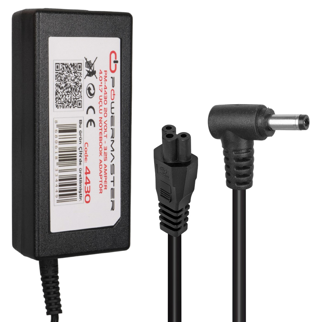 Powermaster PM-4430 20 Volt - 3.25 Amper - 65 Watt 4.0*1.7 Mm Uçlu Adaptör (Lenovo Notebook)