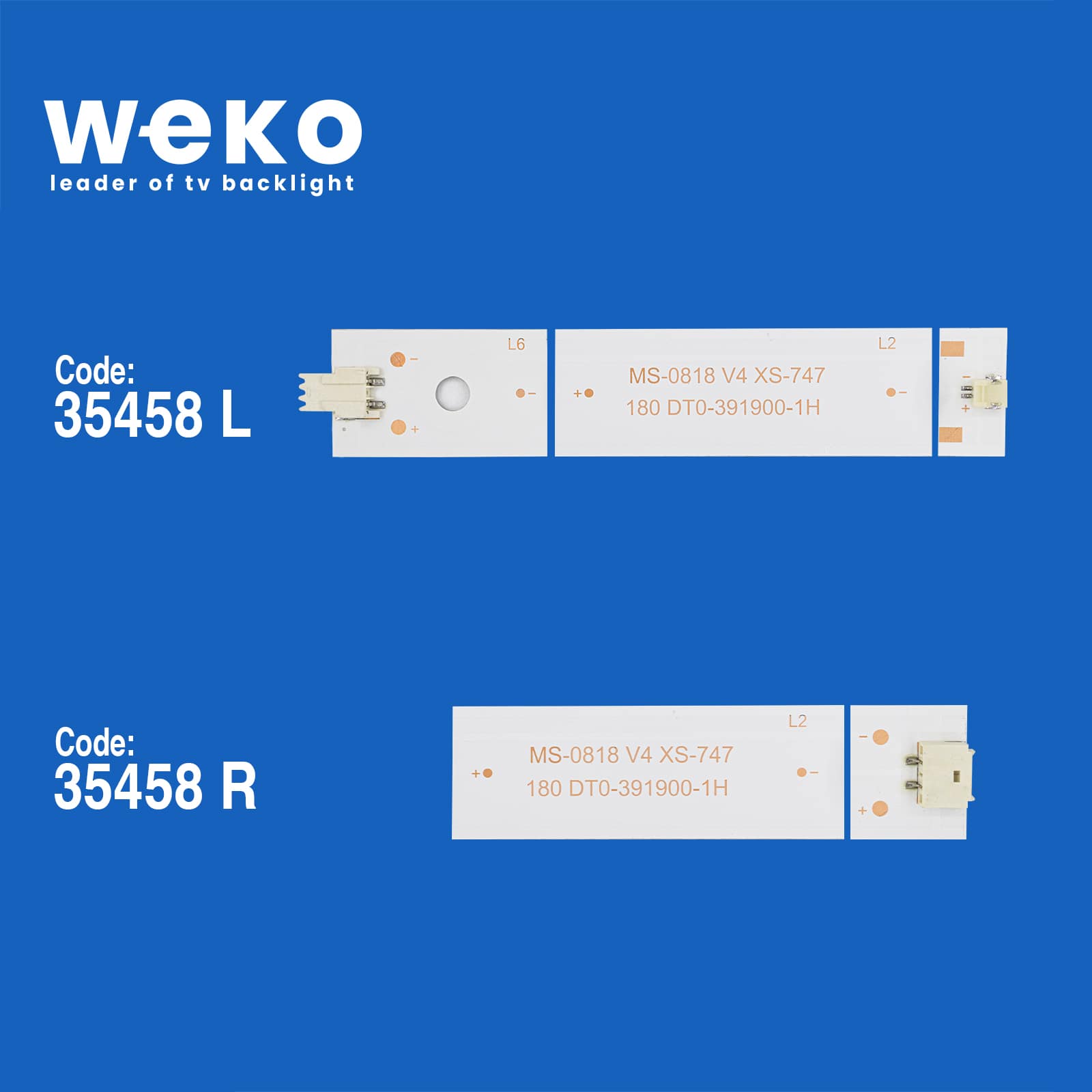 WKSET-5722 35458X4 MS-0818 V5 - A4 102-105LM 3.2-3.4V 0R WR 4 ADET LED BAR İKİYE BÖLÜNMÜŞ