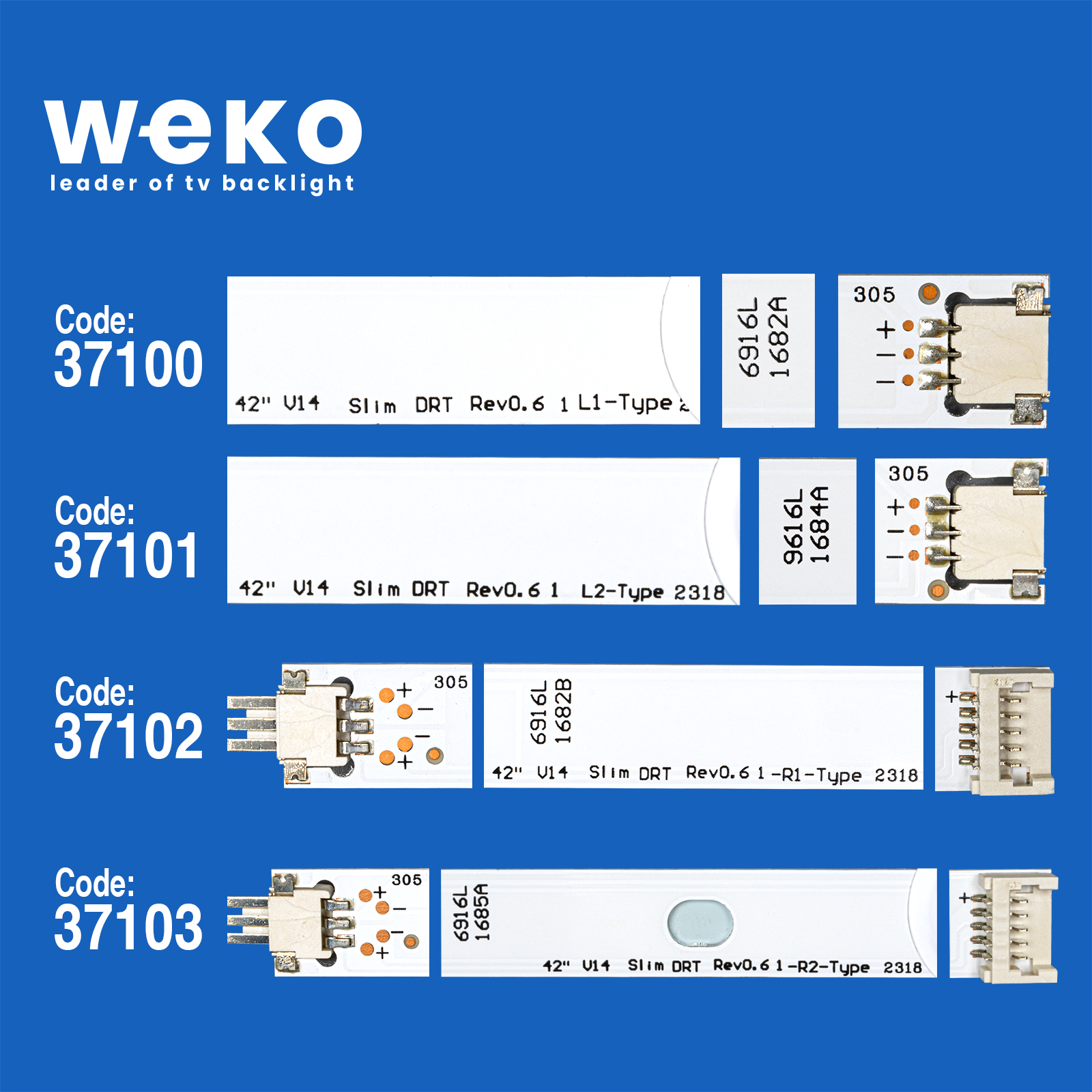 WKSET-6381 37100X3 37101X2 37102X3 37103X2 42 V14 SLİM DRT REV0.3 1 10 ADET LED BAR