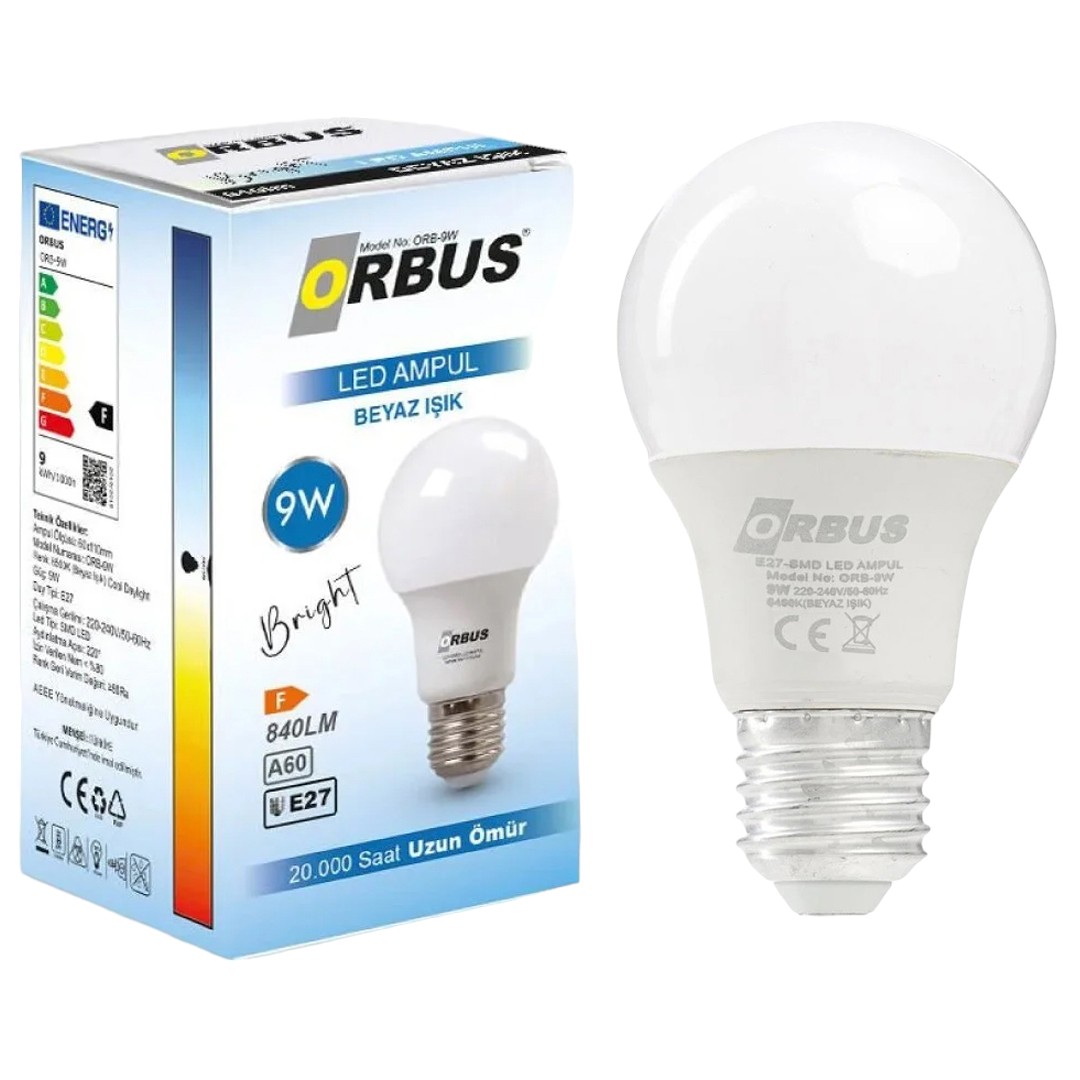 ORBUS ORB-9W E27 9 WATT 800 LÜMEN BEYAZ LED AMPÜL