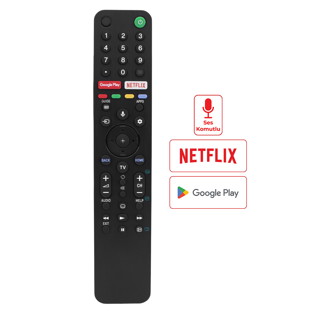 WEKO KL SONY RMF-TX500P NETFLIX-GOOGLE PLAY TUŞLU SES KOMUTLU LCD LED TV KUMANDA