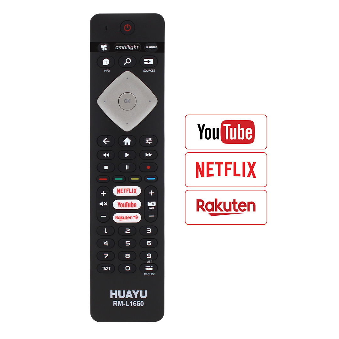 HUAYU KL PHILIPS RM-L1660 NETFLIX--YOUTUBE-RAKUTEN TV TUŞLU SES KOMUTSUZ LCD LED TV KUMANDA