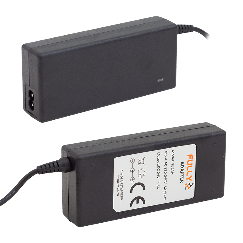 FULLY O-1624A 24 VOLT - 3 AMPER 5.5*2.5 UÇLU PLASTİK KASA MASAÜSTÜ ADAPTÖR